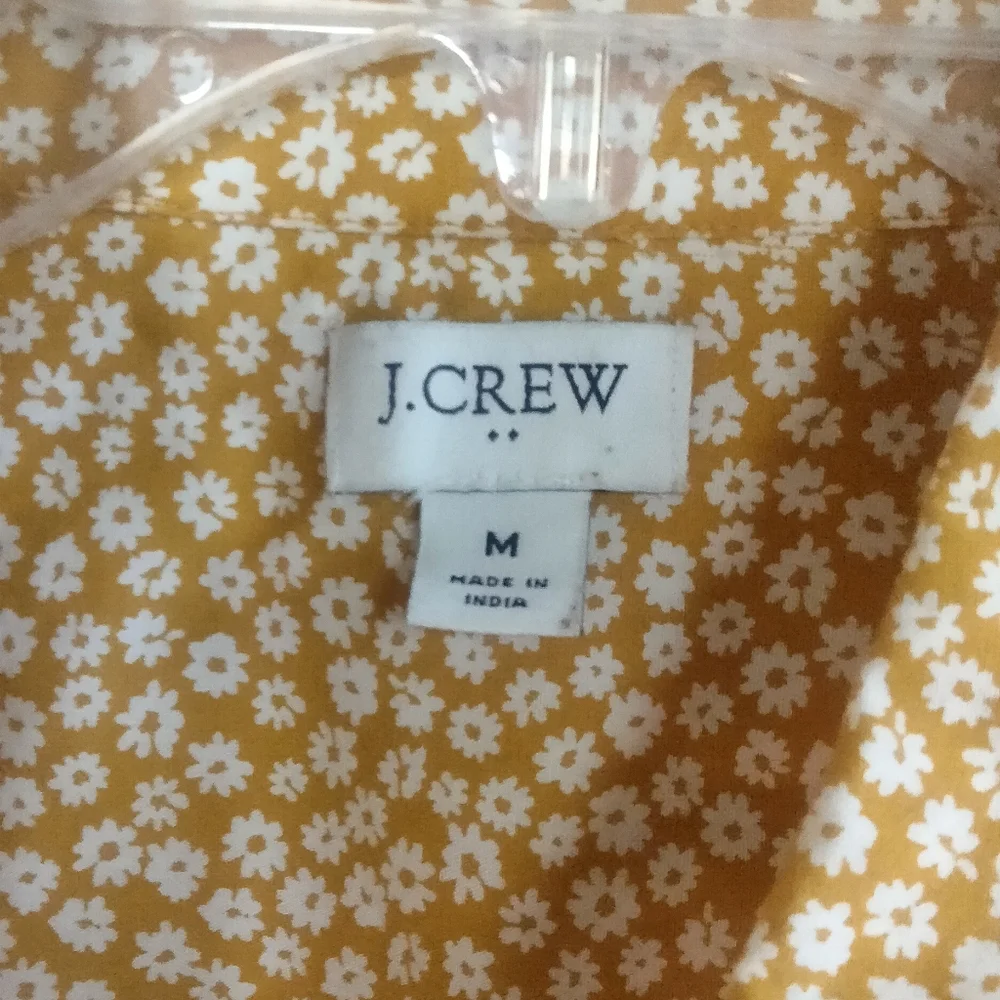 J. Crew Size Medium Yellow Floral Button Down Shirt - Picture 3 of 7